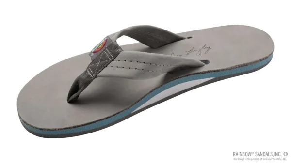 Signature Series –  Women’s Single Layer Premier Grey Leather Lt. Blue Midsole 1″ Wide Strap