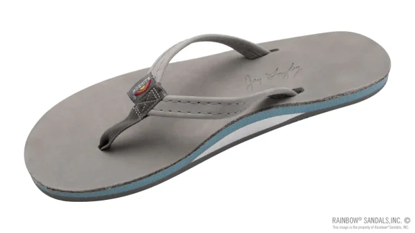 Signature Series –  Women’s Single Layer Premier Grey Leather Lt. Blue Midsole 1/2″ Narrow Strap